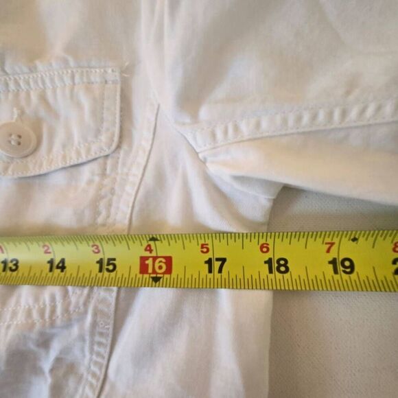 Talbots Womens Soft Linen Blend Button Front Casual Safari Jacket White Small - Picture 7 of 11